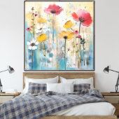 Pastell-Mohn-Impasto-Ölgemälde Leinwanddruck (Insitu (Schlafzimmer))