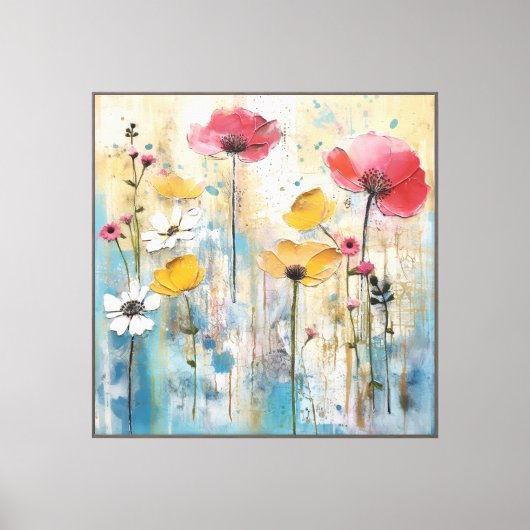 Pastell-Mohn-Impasto-Ölgemälde Leinwanddruck (Vorderseite)