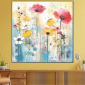 Pastell-Mohn-Impasto-Ölgemälde Leinwanddruck (Insitu (Wohnzimmer))
