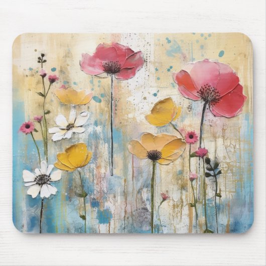 Pastell-Mohn-Impasto-Ölgemälde Mousepad (Vorne)