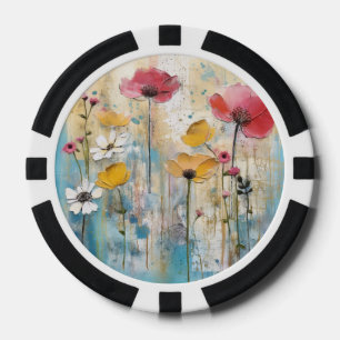 Pastell-Mohn-Impasto-Ölgemälde Pokerchips