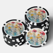 Pastell-Mohn-Impasto-Ölgemälde Pokerchips (Stapel)