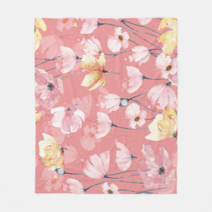Pastell-Mohnblumen: Wasserfarbene Floral nahtlos. Fleecedecke