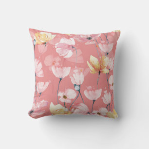 Pastell-Mohnblumen: Wasserfarbene Floral nahtlos. Kissen