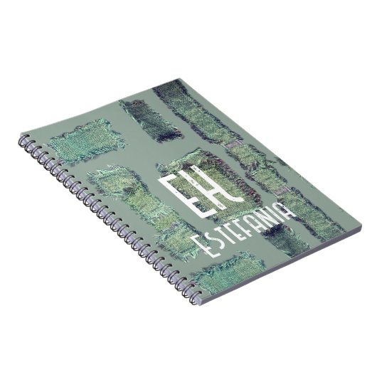 Pastell Monogramm abstrakte Salbeigrün Notizblock (Rechte Seite)