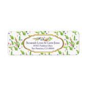 Pastell-Multifloral- und Goldrahmen-Rücksendeadres (Vorne)