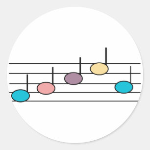 Pastell-Musiknotiz-Aufkleber Runder Aufkleber