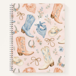 Pastell-Nashville-Cowgirl-Stiefel-Aquarell Notizblock