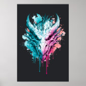 Pastell-Neon-Drache-Splatter-Plakat Poster (Vorne)