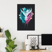 Pastell-Neon-Drache-Splatter-Plakat Poster (Heimbüro)