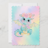 Pastell Niedlich Aquamarin Dragon Girls' Geburtsta Einladung (Rückseite)