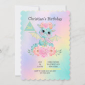 Pastell Niedlich Aquamarin Dragon Girls' Geburtsta Einladung (Vorderseite)