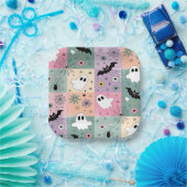 Pastell Niedlich Halloween Spooky Ghost Checkered Pappteller (Party)