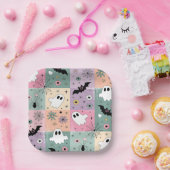 Pastell Niedlich Halloween Spooky Ghost Checkered Pappteller (Party)