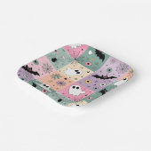 Pastell Niedlich Halloween Spooky Ghost Checkered Pappteller (Gewinkelt)