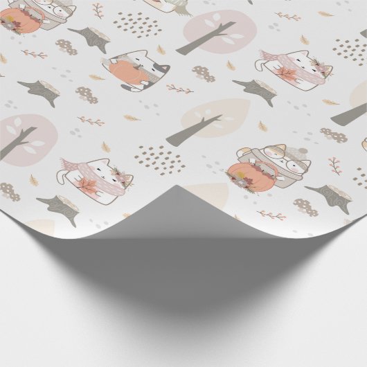 Pastell Niedliche Katzen Geschenkpapier (Ecke)