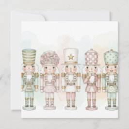 Pastell-Nussknacker-Spielzeugsammlung Aquarellkart Feiertagskarte