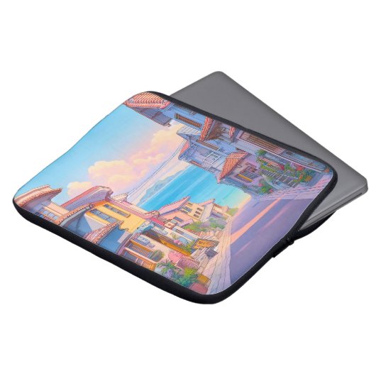 Pastell Okinawa Strandstraße Laptopschutzhülle (Vorne Oben)