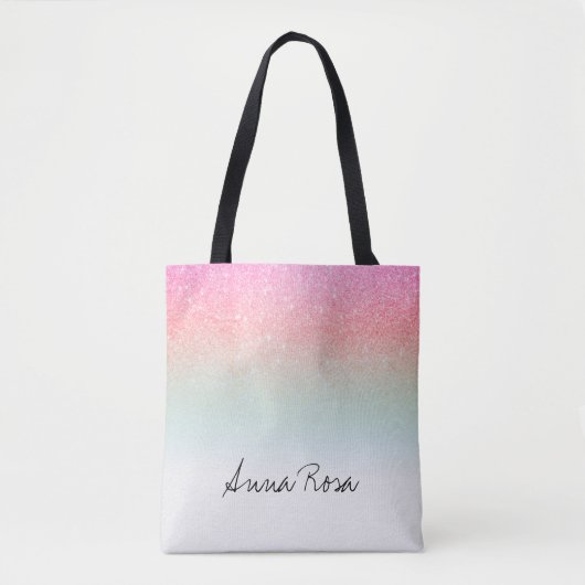 *~* Pastell Ombre Glitzer Pfirsich Pink Tasche (Vorderseite)