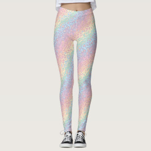 Pastell Opal Regenbogen Leoparden Druck Leggings