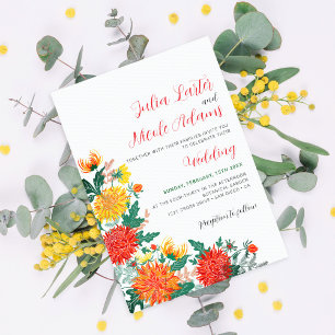 Pastell Orange Gelbe Frühlings-Dahlien-Blumen Hoch Einladung