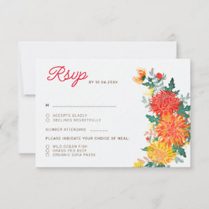 Pastell Orange Gelbe Frühlings-Dahlien-Blumen Hoch RSVP Karte