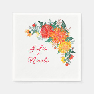 Pastell Orange Gelbe Frühlings-Dahlien-Blumen Hoch Serviette