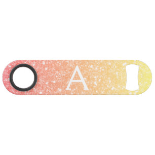Pastell Orange Gold Glitzer & Sparkle Monogramm Speed Flaschenöffner