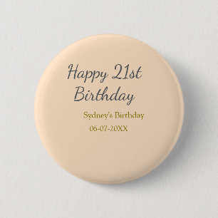 Pastell orange grau herzlichen 21. Geburtstag Name Button