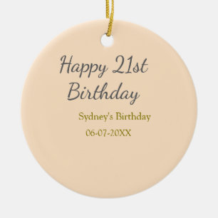 Pastell orange grau herzlichen 21. Geburtstag name Keramik Ornament