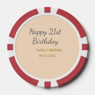Pastell orange grau herzlichen 21. Geburtstag Name Pokerchips