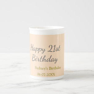 Pastell orange grau herzlichen 21. Geburtstag Name Porzellantasse