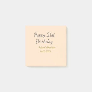 Pastell orange grau herzlichen 21. Geburtstag Name Post-it Klebezettel