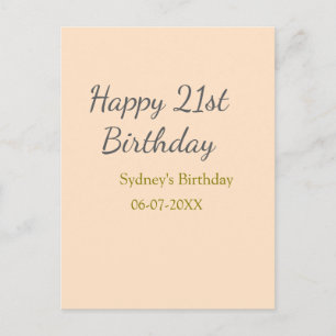 Pastell orange grau herzlichen 21. Geburtstag Name Postkarte