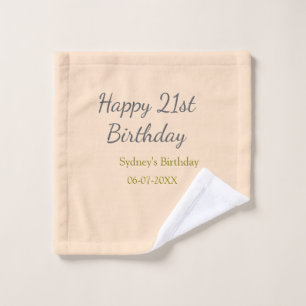 Pastell orange grau herzlichen 21. Geburtstag Name Waschlappen