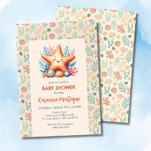 Pastell-Ozean-Seestern personalisierte Babyparty Einladung