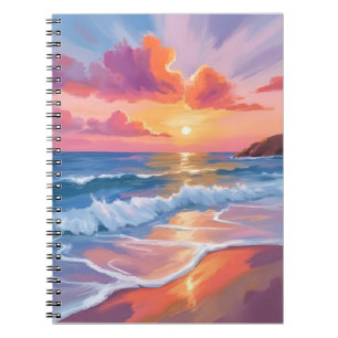 Pastell-Ozean-Sonnenuntergang   Farbige Strandmale Notizblock