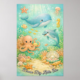 Pastell-Ozean-Wal-Oktopus-Seepferdchen geschlechts Poster