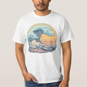 Pastell-Ozeanwellen-Grafik-T-Shirt T-Shirt