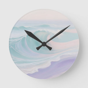 Pastell-Ozeanwellen-Malerei Runde Wanduhr
