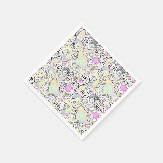 Pastell-Paisley Serviette (Ecke)