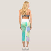 Pastell Pale Turquoise Abstrakt Art Circles Capri Leggings (Rückseite)