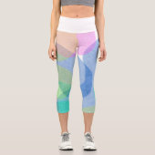 Pastell Pale Turquoise Abstrakt Art Circles Capri Leggings (Vorderseite)