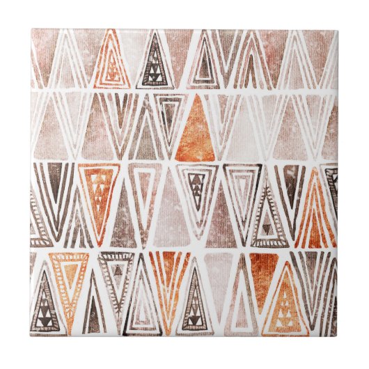 Pastell Pastell Terracotta Tribal Dreiecke Fliese (Vorderseite)