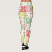 Pastell- Patchwork-Blumen-Gingham-Vintage-Cottage Leggings (Rückseite)