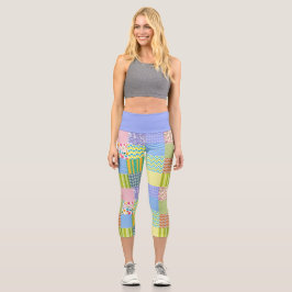 Pastell-Patchwork Capri Leggings