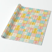 Pastell Patchwork Karo Frühlingsgeschenkpapier Geschenkpapier (Ungerollt)