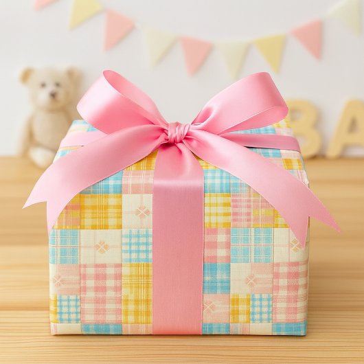 Pastell Patchwork Karo Frühlingsgeschenkpapier Geschenkpapier