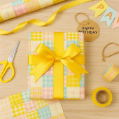 Pastell Patchwork Karo Frühlingsgeschenkpapier Geschenkpapier