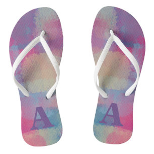 Pastell Patchwork Rosa und Lila Abstrakt Badesandalen